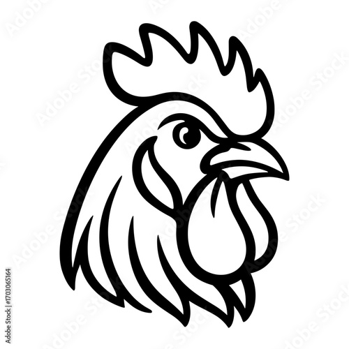Rooster Head in Profile