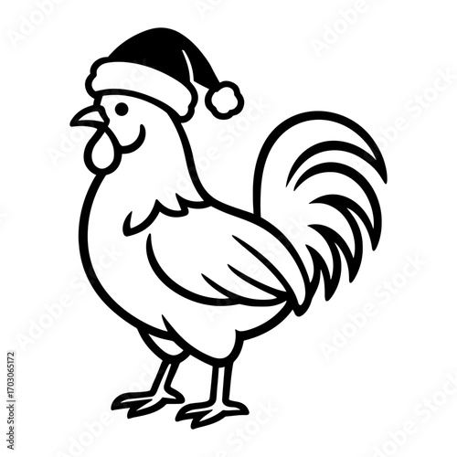 Rooster with Santa Hat