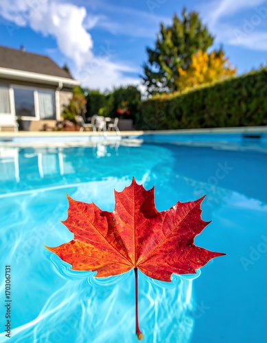 Autumn leaf in a pool