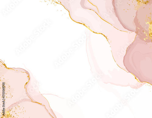 Elegant Pink and Gold Alcohol Ink Abstract Background Design.