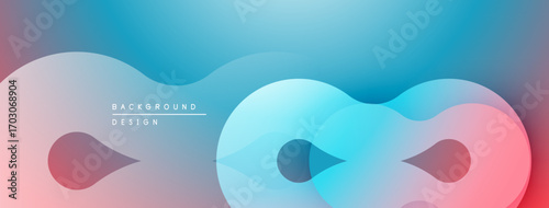 Abstract flowing shapes, pinks, blues create modern background. Soft gradients, minimalist design, elegant composition.