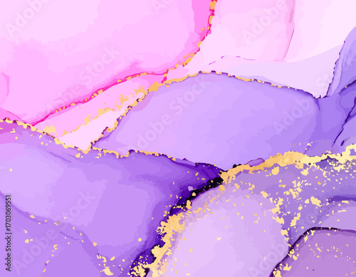 Abstract Purple and Pink Ink Wash Painting.