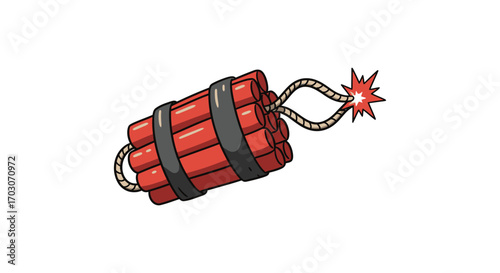 a dynamite stick with burning fuse ready to explode