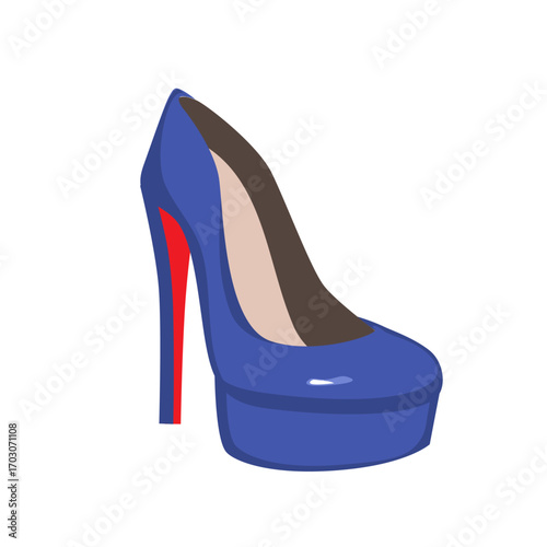 Cartoon illustration of a glamorous high heel shoe, perfect for beauty blogs, fashion concepts, or stylish retail design
