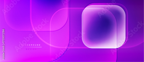 Abstract purple gradients form layered shapes. Minimalist design with text elements indicating background option. Smooth transitions create modern aesthetic.