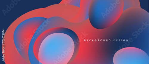 Abstract fluid shapes blend vibrant red, blue hues. Modern design evokes movement, depth, visual interest. Background features smooth gradients.
