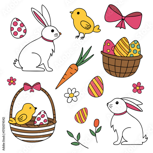 Cute easter elements for graphic design