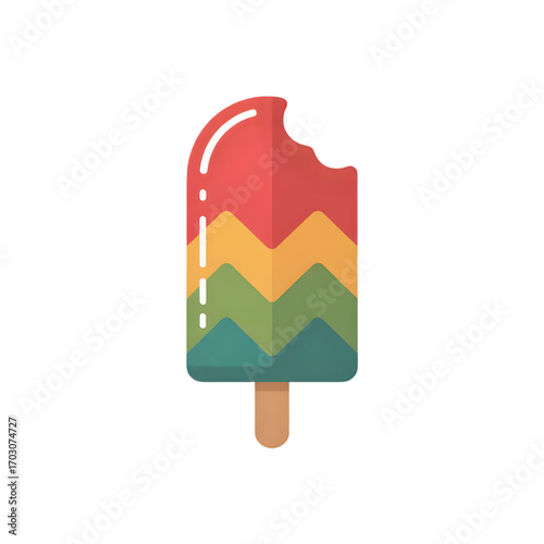 Colorful bitten popsicle illustration a flat vector design element perfect for summer-themed designs and applications