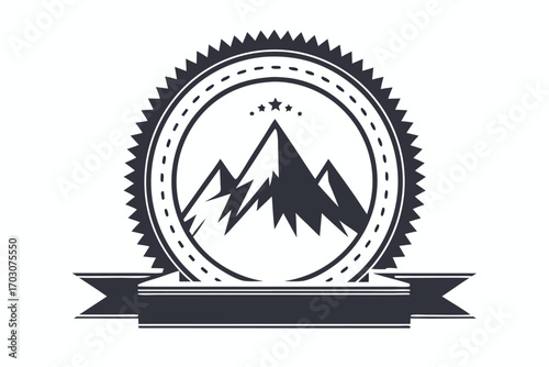 Mountain Peak Icon In Circle Silhouette Design On White Background