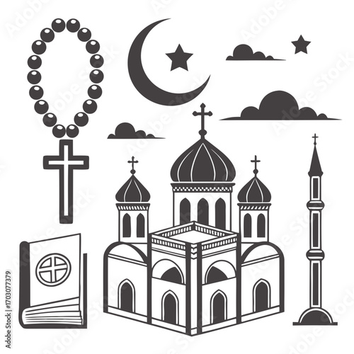Symbols of different religions vector
