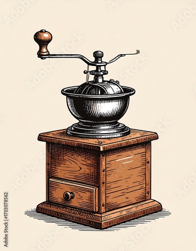 Vintage coffee grinder illustration