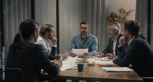 Wallpaper Mural Business people meeting around a table reviewing documents Torontodigital.ca