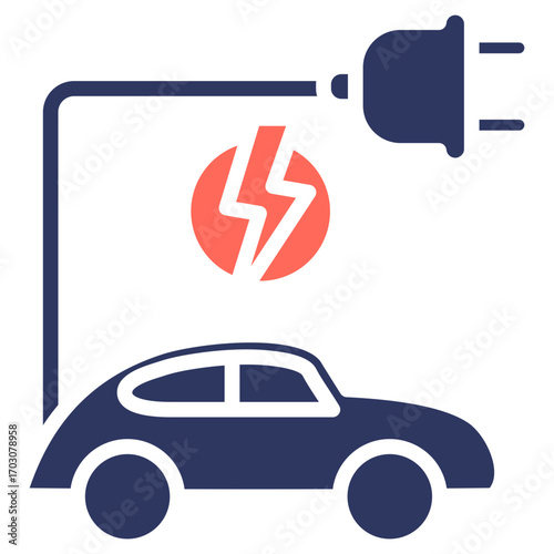 Electric Vehicle glyph color icon
