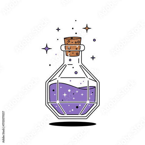 Magical Potion Bottle With Stars And Sparkles.
