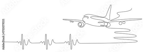 Airplane one line drawing minimalism design vector illustration. Continuous single sketch lineart simplicity