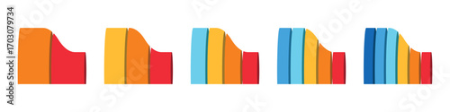 Bottleneck progress infographic chart for business growth, marketing strategy, and data visualization. 2, 3, 4, 5, and 6 parts