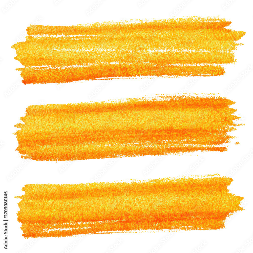 Fototapeta premium Watercolor halloween three orange watercolor brush strokes isolated on transparent background
