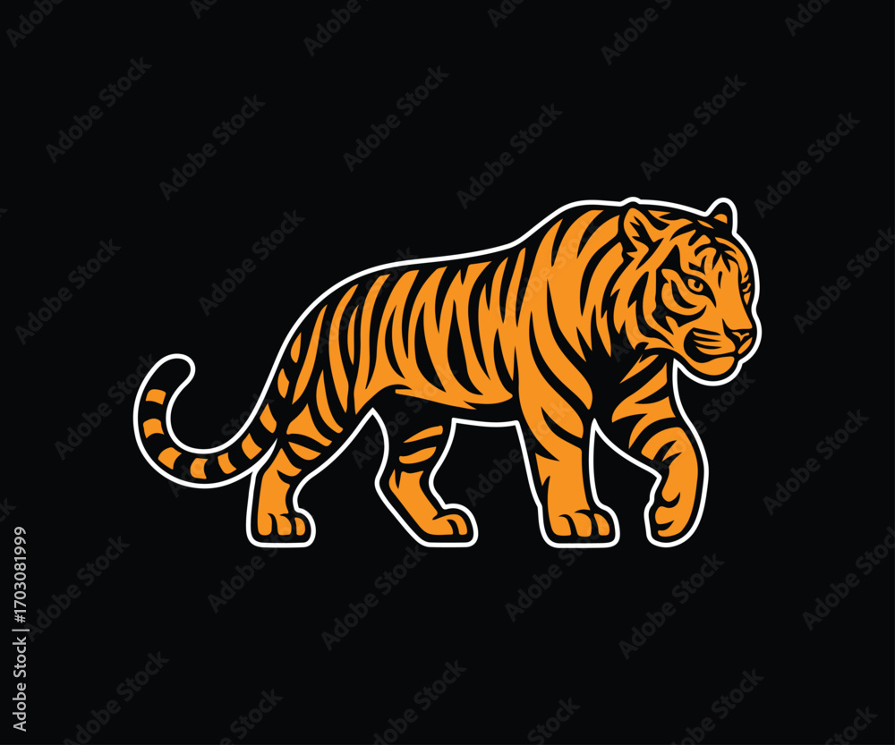 Naklejka premium tiger on a black background