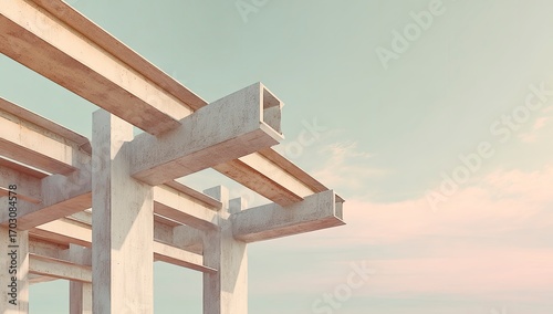 Abstract concrete structure against pastel sky