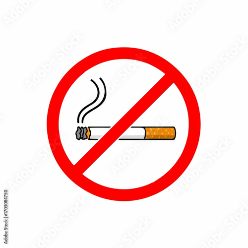 A red circle-and-slash graphic emphatically prohibits smoking, conveying a clear message of health and safety.