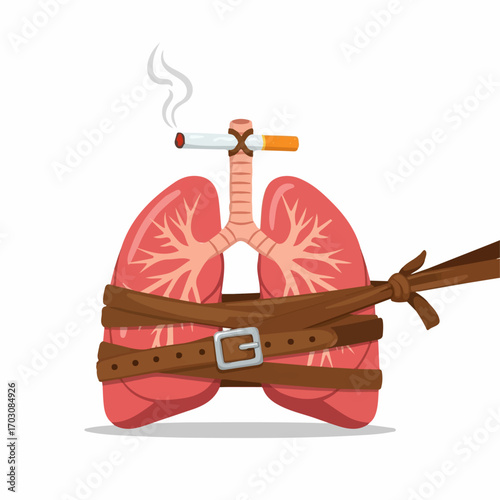 Smoking's grip constricts lungs, a graphic illustration depicting addiction and respiratory distress.