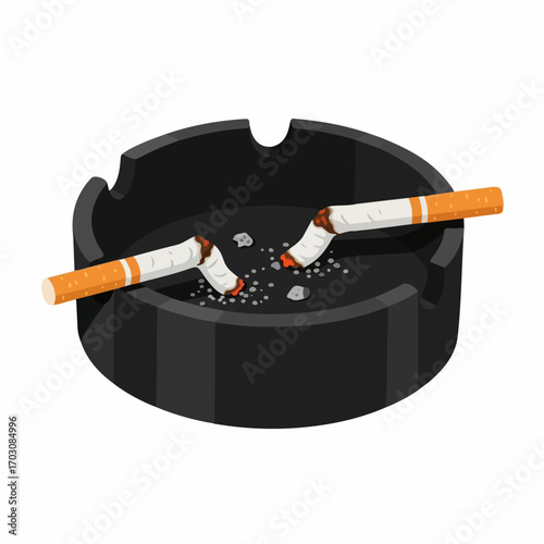 Two broken cigarettes lie in a dark ashtray, remnants of a smoke-filled moment, evoking feelings of regret and contemplation.