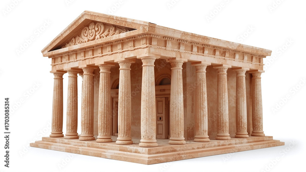 Obraz premium Ancient greek temple isolated on white background, a symbol of classical architecture