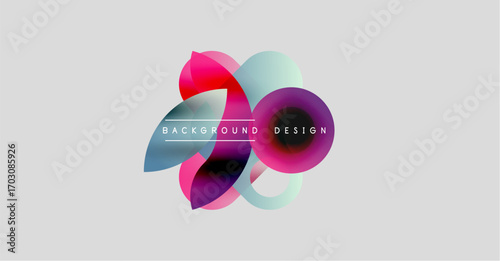Abstract floral shapes overlap, creating vibrant color gradients. Text reads background design centered within composition. Minimalist style.