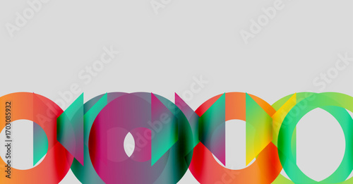 Colorful overlapping circles create abstract pattern. Bright hues blend, forming dynamic visual composition. Simple shapes, modern design.