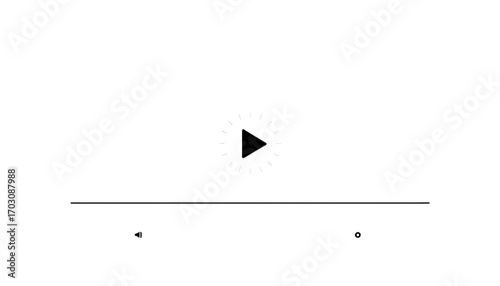 Minimalist graphic of a play button above a line with indicators on a white background.