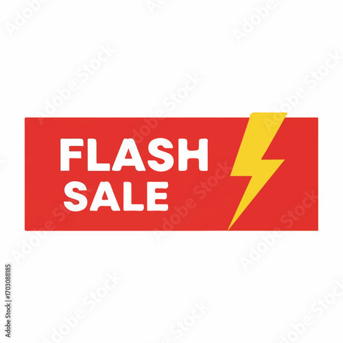 A red banner announces a flash sale with a bold white font and a yellow lightning bolt symbolizing speed and urgency.