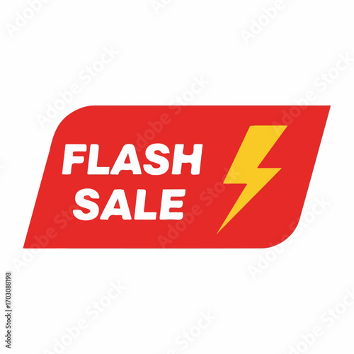 A red banner announces a flash sale with a lightning bolt symbol, conveying urgency and excitement.