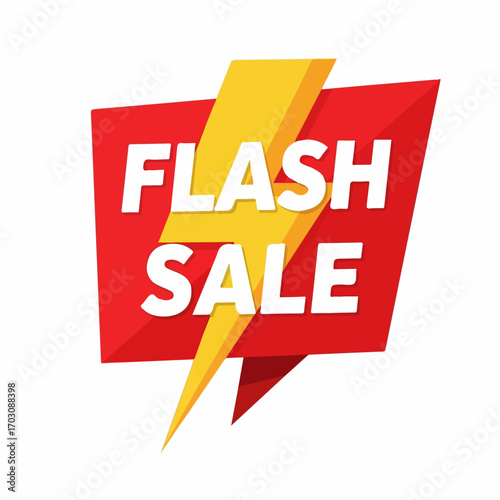 A vibrant red and yellow flash sale banner announces a limited-time discount with a dynamic lightning bolt design.