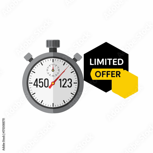 A stopwatch displays a limited-time offer, emphasizing urgency and the fleeting nature of this special deal.