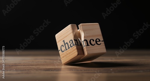 Conceptual Image of Chance, Broken Wooden Blocks, Opportunity, Risk, Decision, Choice, Fate, Destiny, Future, Uncertainty, Gamble, Wooden Cubes, Textured Wood, Close-Up, Abstract Concept, Busines