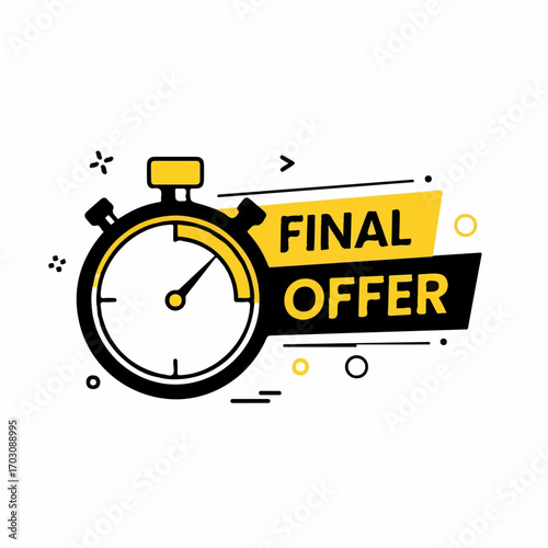 A stopwatch illustrates a final offer, emphasizing urgency and limited-time opportunity against a clean white background.