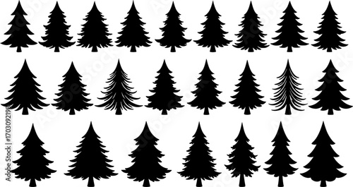 set christmas tree silhouette
