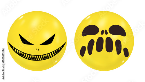 A happy yellow cartoon emoji face with a cheerful smile illustration