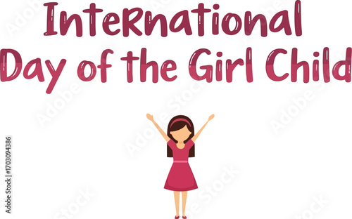 International day of girl child illustration with a girl raising her hands