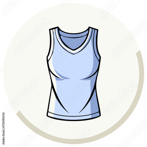 Illustration of a light blue sleeveless sport top on a round background