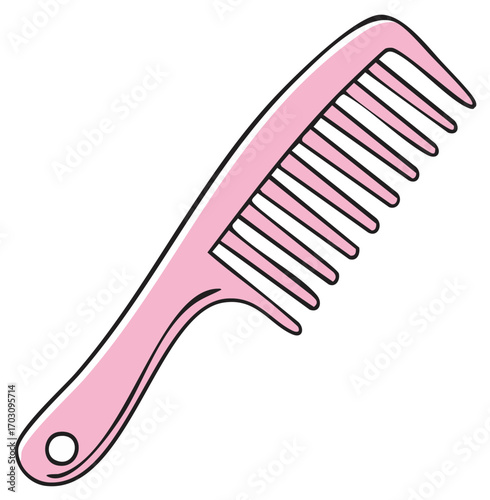 Light Pink Hair Comb Illustration for Styling and Detangling