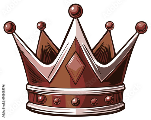 Ornate Royal Crown with Points and Jewels, Illustrative Design