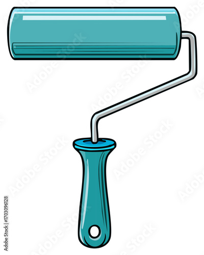 Teal blue Paint Roller Tool for Art, Decoration, Renovation, Construction