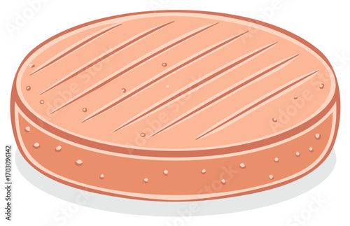Vector illustration of a single cooked burger patty with prominent grill marks