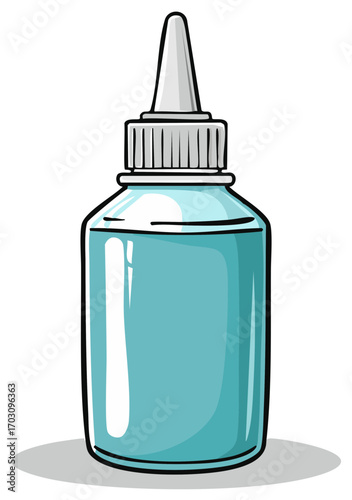 Dropper Bottle with Light Blue Liquid Medical Solution