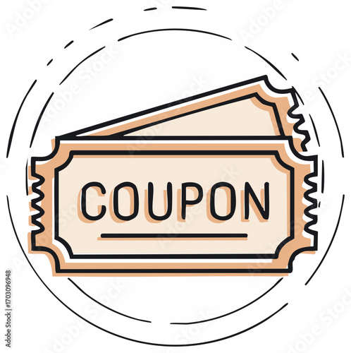 Illustrated Coupons Clip Art: Beige Reward Voucher Promo Offers Design