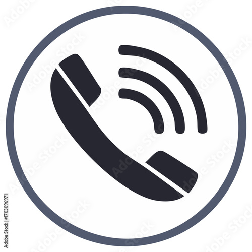 Ringing phone receiver icon symbol for communication call and customer contact service