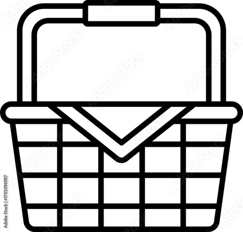 Black picnic basket icon - outline