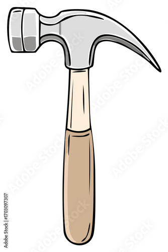 Cartoon illustration of a hammer isolated