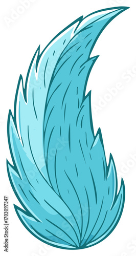 Bright turquoise abstract feather element illustration graphic design asset